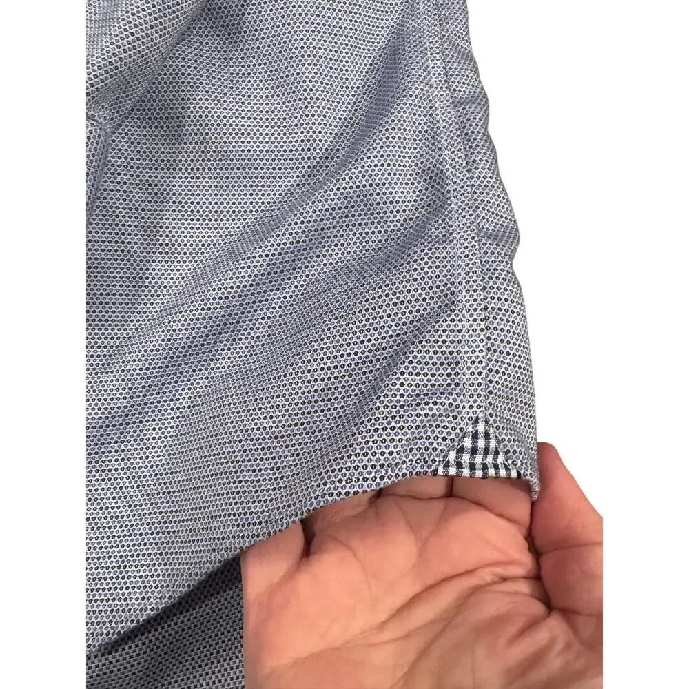 Banana Republic Camden Fit XL Non-Iron Cotton Dress Shirt Blue Print Stretch 17”